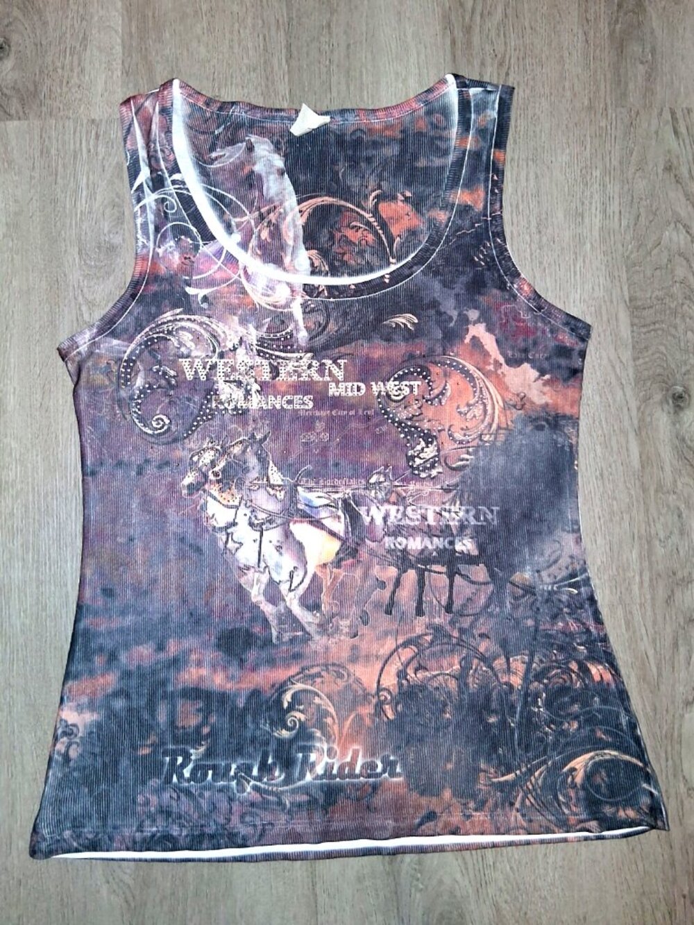 Liberty Wear Western Cowgirl Rhinestone Bling Tank Top Shirt Size Extra Large